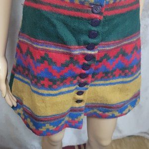 Atlast& Co.  Winter mini skirt USED,  beautiful colors, front opening, warm
